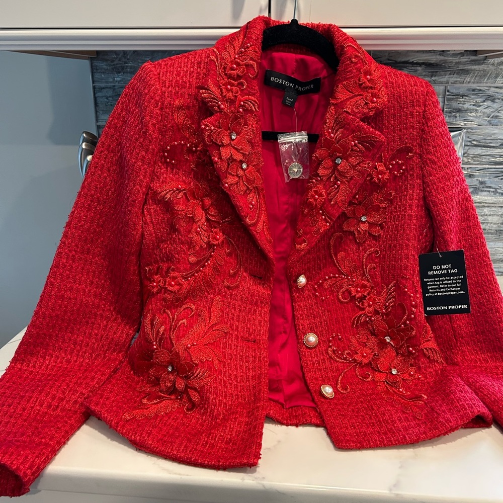 Lined tweed blazer